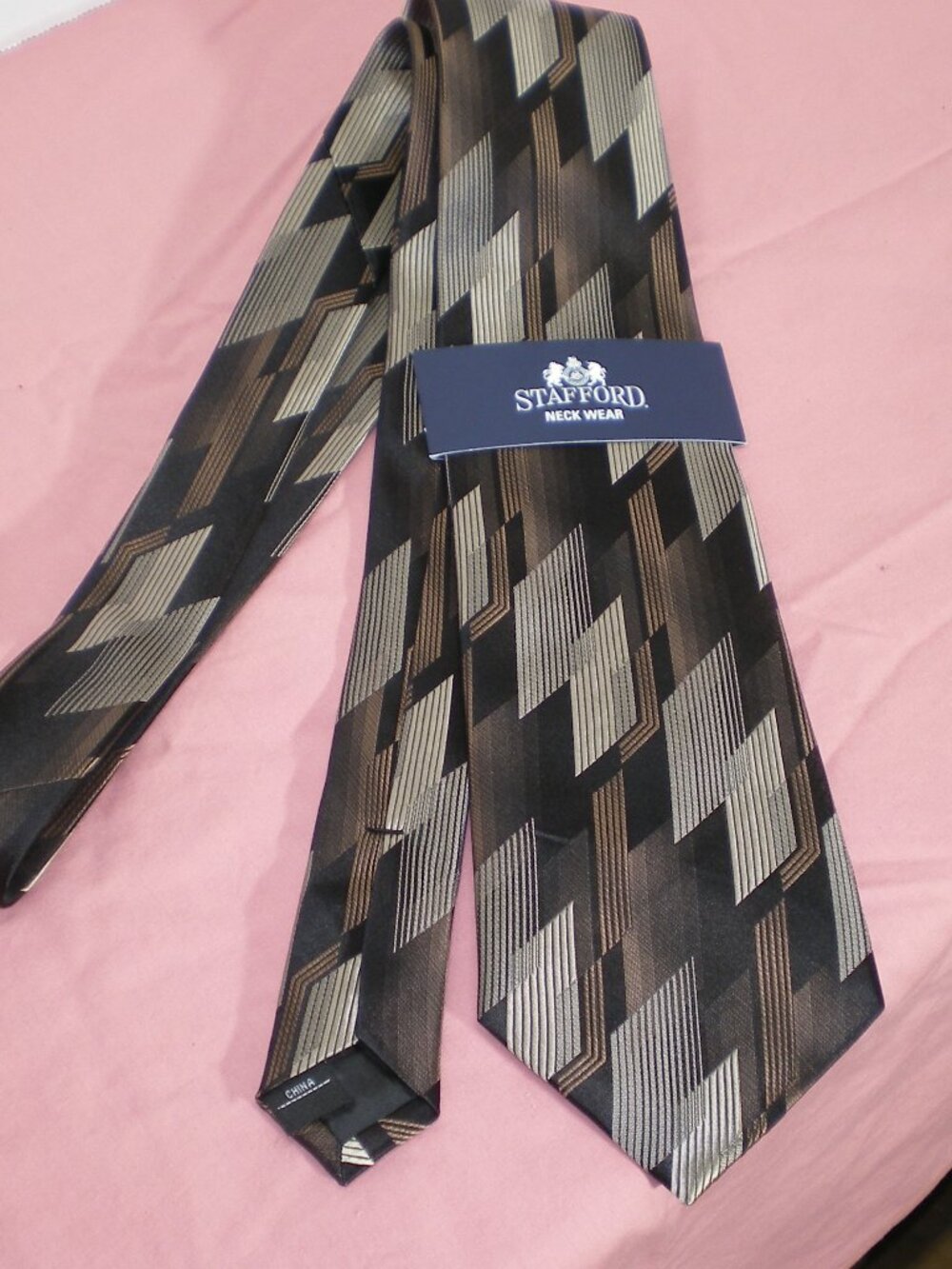 JCPenney Stafford Taupe Necktie